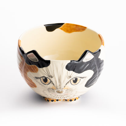 【清水焼】抹茶碗　三毛猫　良二 KOTOPOTTER