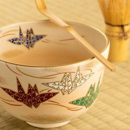 【清水焼】抹茶碗　折鶴　陶楽 KOTOPOTTER