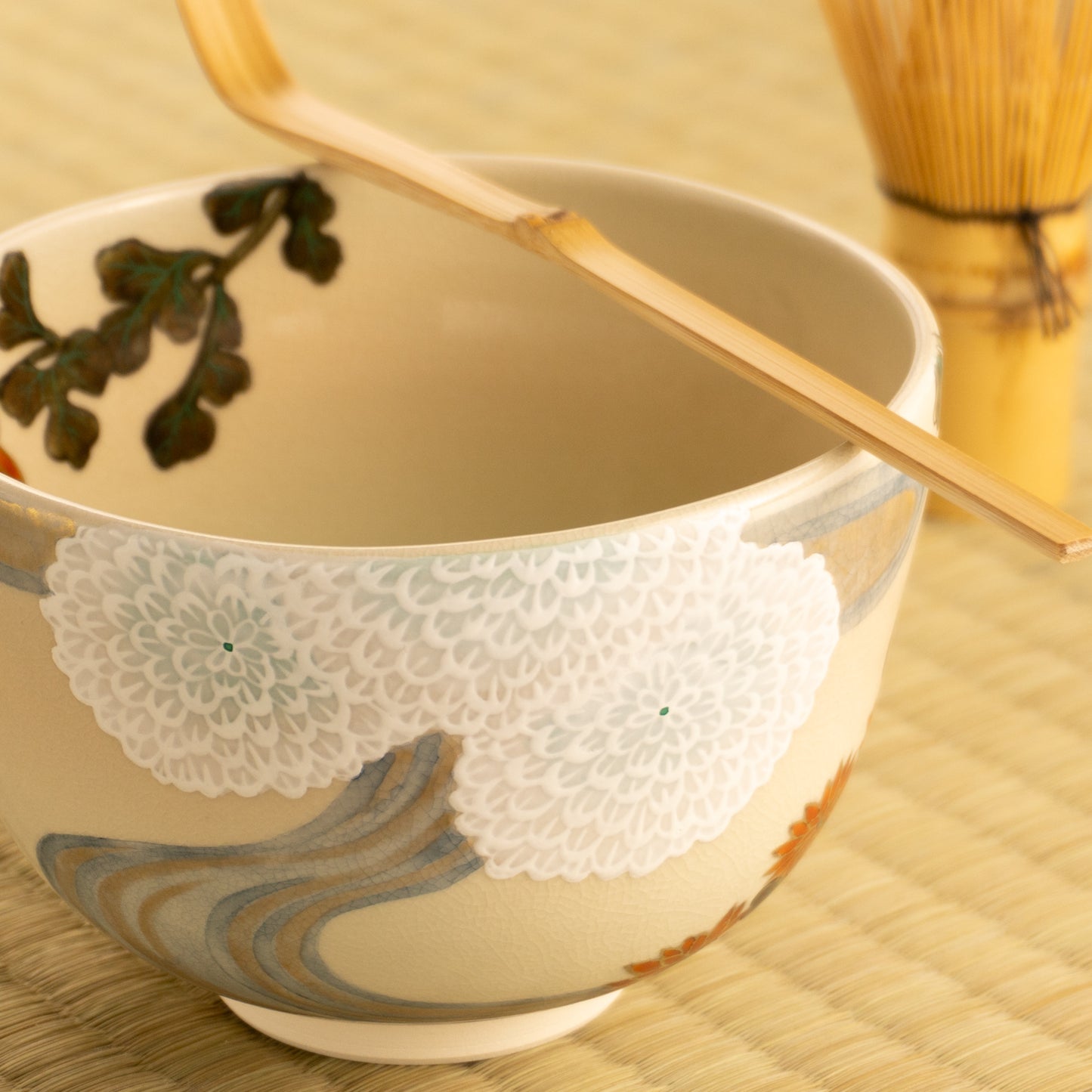 【清水焼】抹茶碗　菊図　善昇 KOTOPOTTER