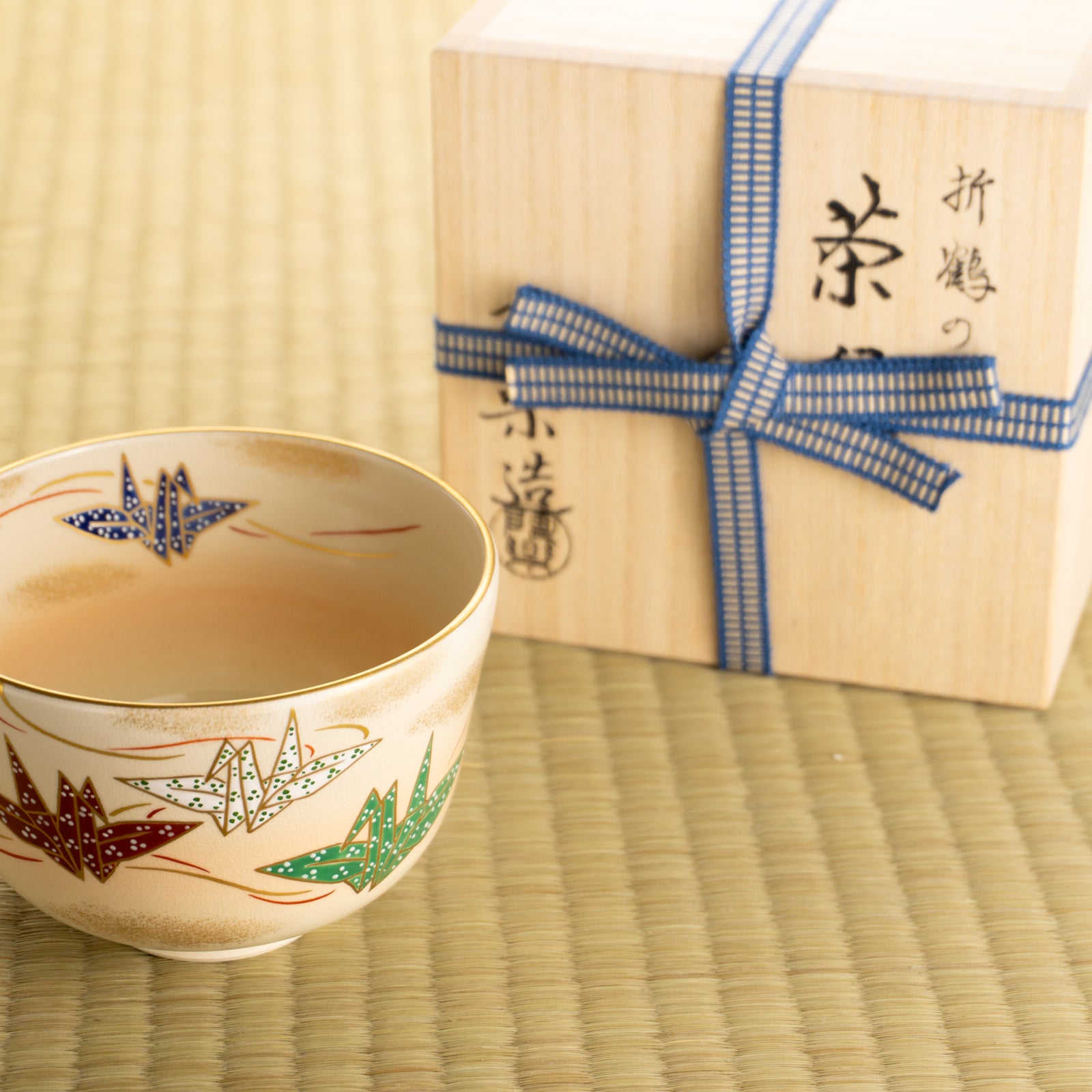 【清水焼】抹茶碗　折鶴　陶楽 KOTOPOTTER