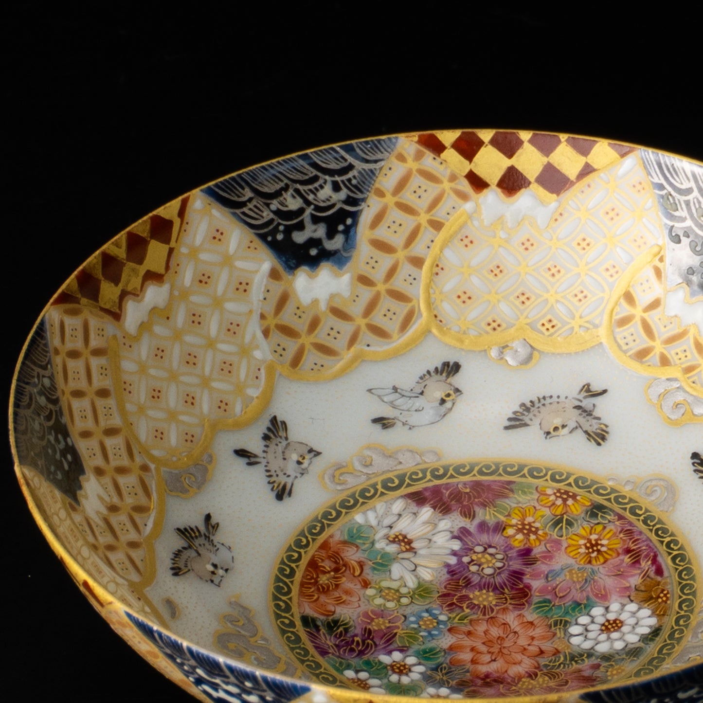 【清水焼】盃　華薩摩 富士にスズメ　空女 KOTOPOTTER