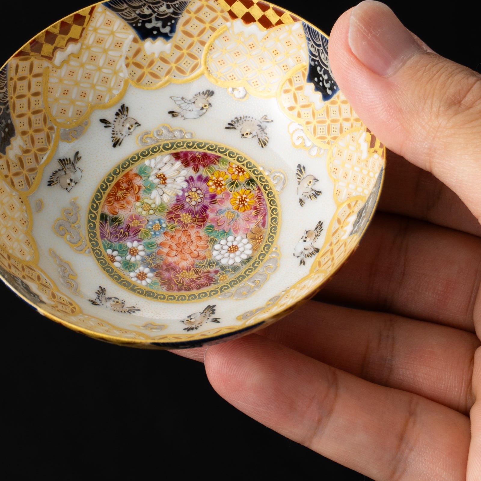 【清水焼】盃　華薩摩 富士にスズメ　空女 KOTOPOTTER