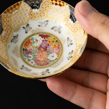 【清水焼】盃　華薩摩 富士にスズメ　空女 KOTOPOTTER