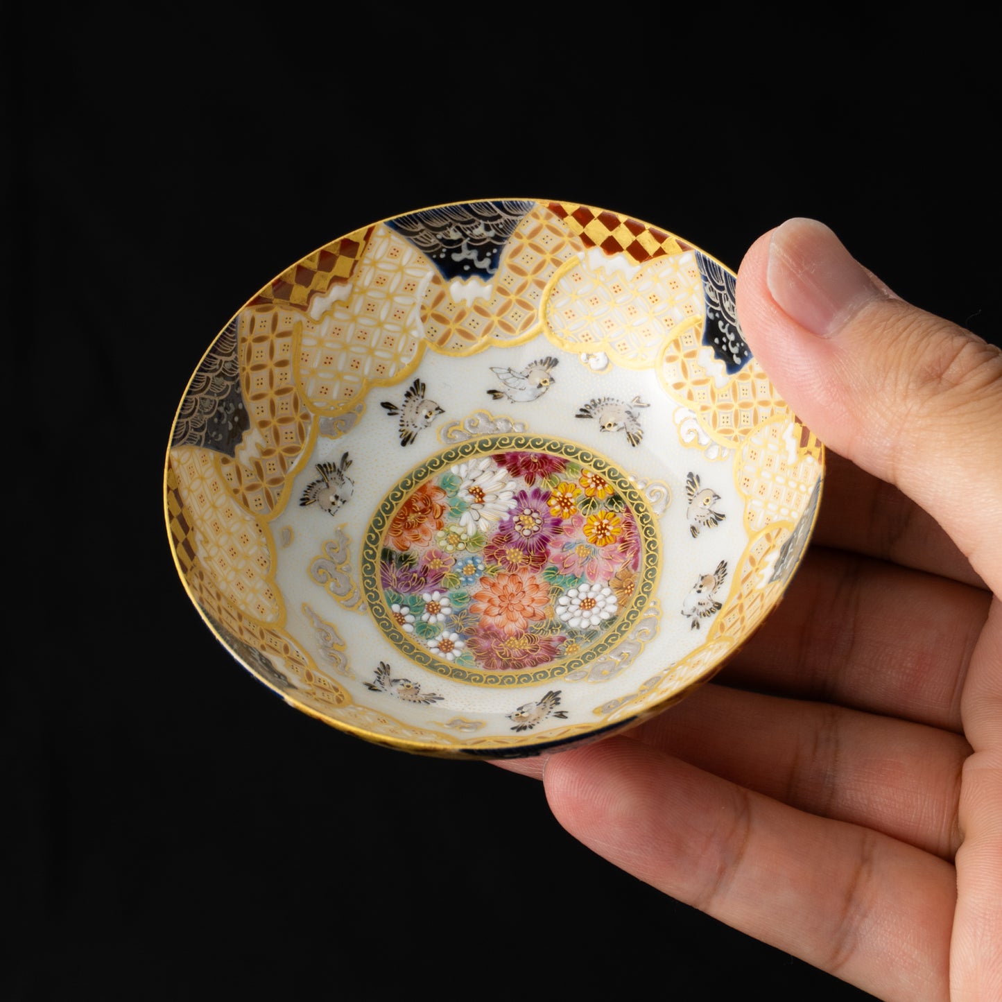 【清水焼】盃　華薩摩 富士にスズメ　空女 KOTOPOTTER