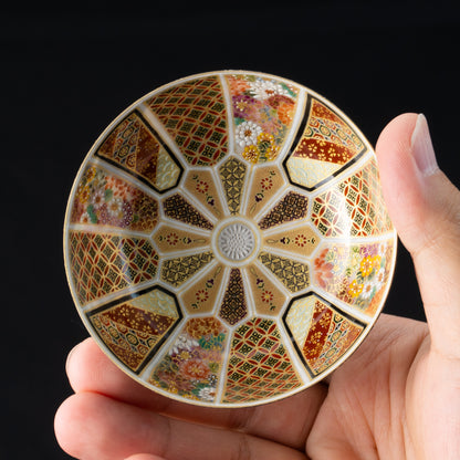 【清水焼】盃　華薩摩 十二面割古紋　空女 KOTOPOTTER