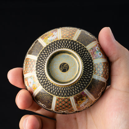 【清水焼】盃　華薩摩 十二面割古紋　空女 KOTOPOTTER