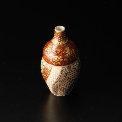 【清水焼】小壺　華薩摩 金襴手捻小紋　空女 KOTOPOTTER