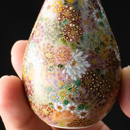 【清水焼】小壺　華薩摩 花詰　空女 KOTOPOTTER