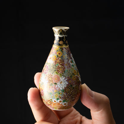 【清水焼】小壺　華薩摩 花詰　空女 KOTOPOTTER