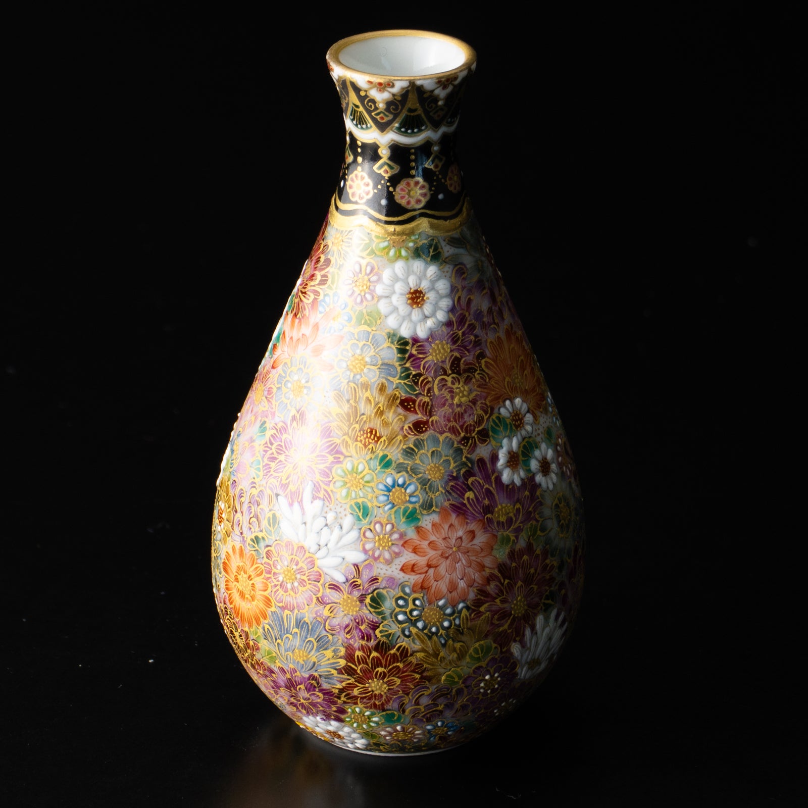 松⚫面取草花酒盃　平安瑞昭(清水焼) 京都 清水焼】小壺 華薩摩 花詰 空女｜コトポッター