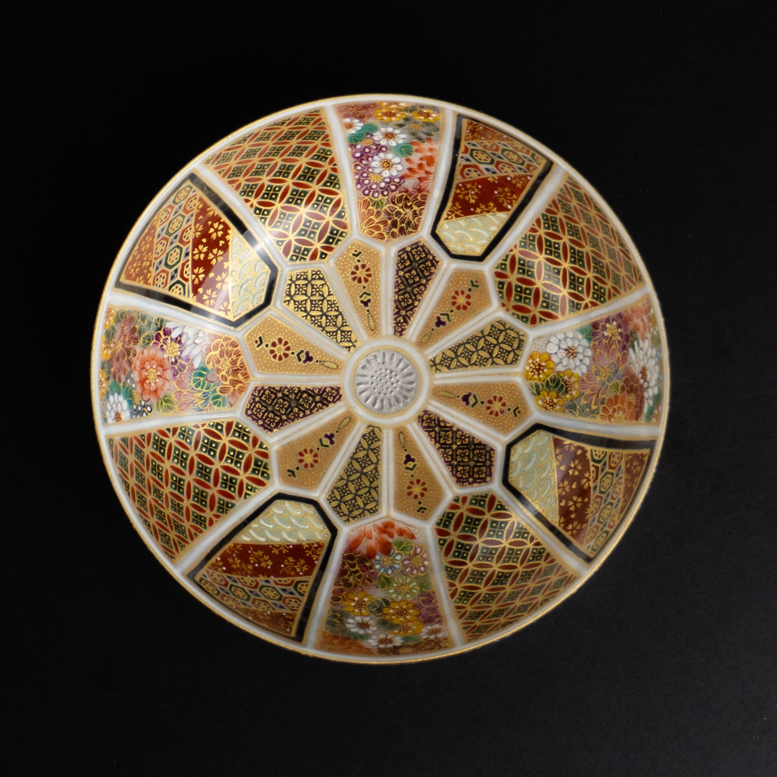 【清水焼】盃　華薩摩 十二面割古紋　空女 KOTOPOTTER