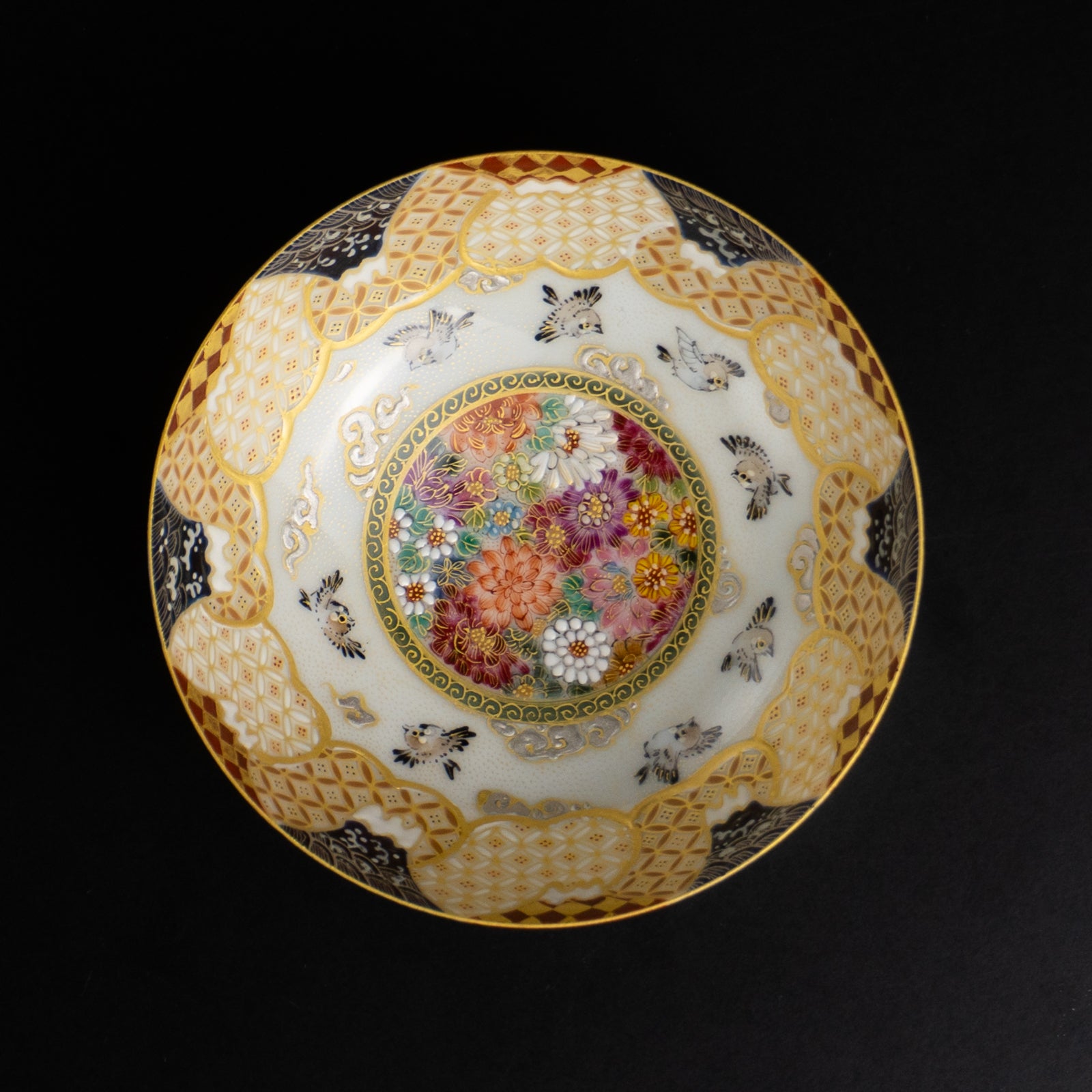 【清水焼】盃　華薩摩 富士にスズメ　空女 KOTOPOTTER