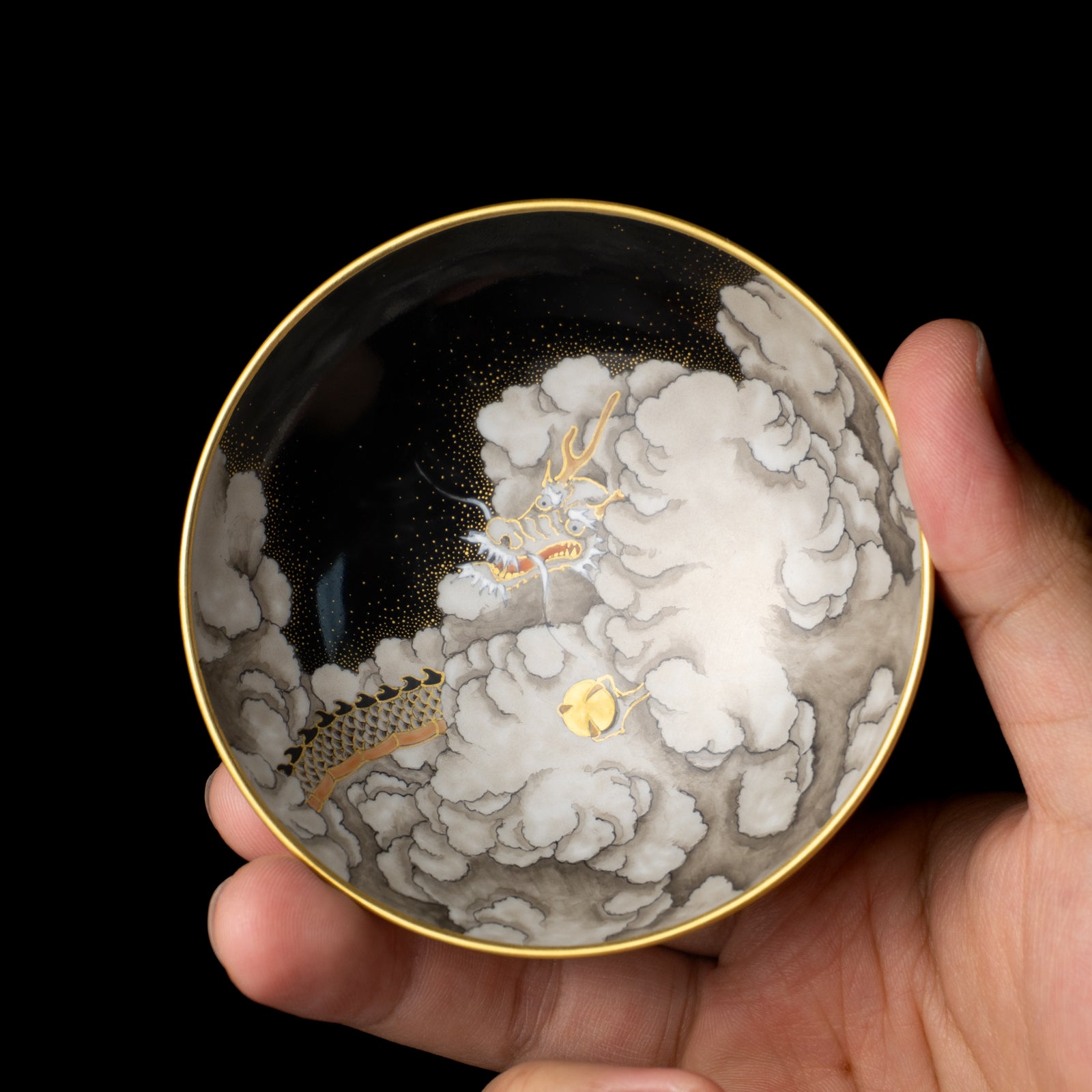 【清水焼】盃　雲龍　砂山