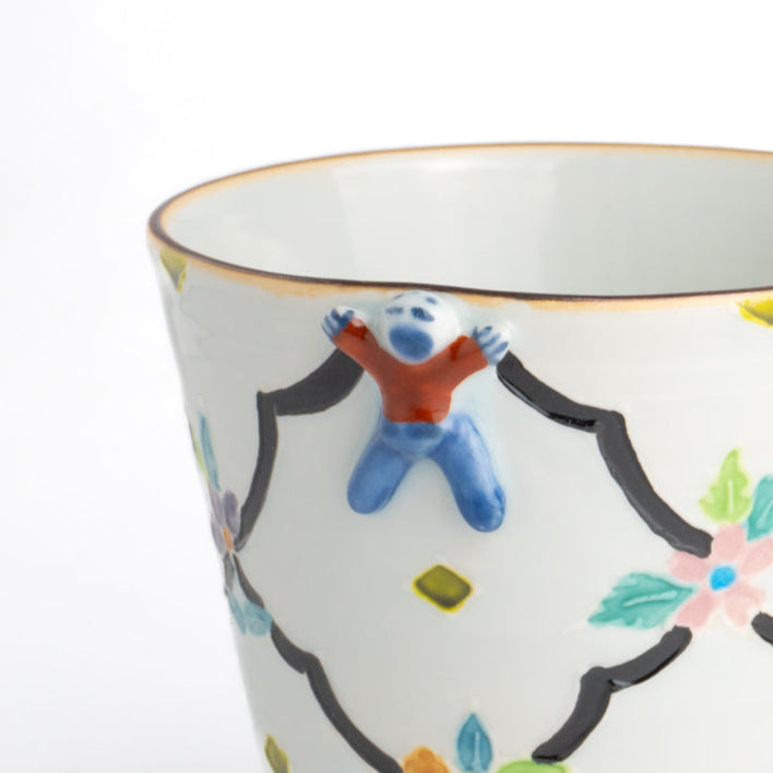 フリーカップ　交趾一閑人交趾花籠　秀峰堂 - Handcrafted Japanese pottery from Kyoto - Kyo ware / Kiyomizu ware.