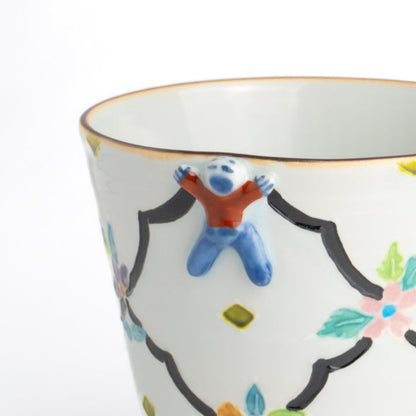 フリーカップ　交趾一閑人交趾花籠　秀峰堂 - Handcrafted Japanese pottery from Kyoto - Kyo ware / Kiyomizu ware.