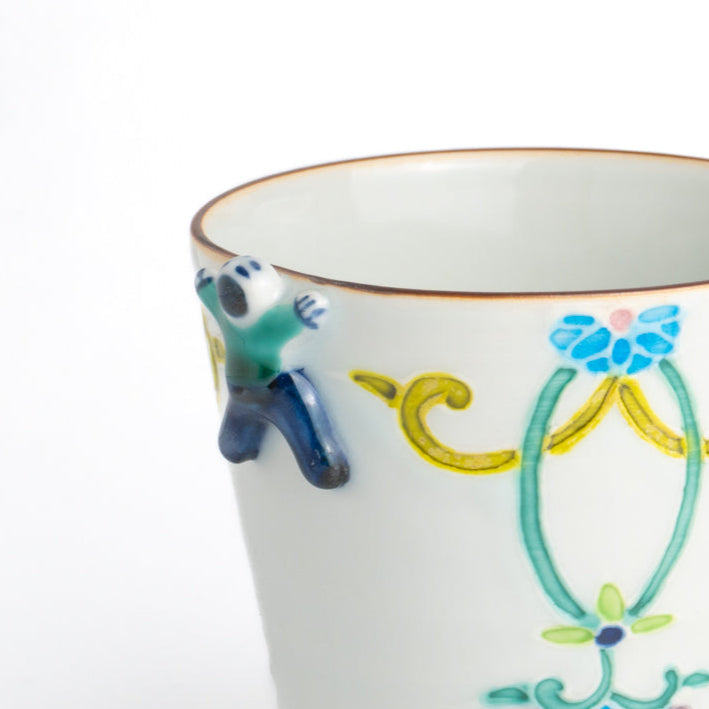 フリーカップ　交趾染付一閑人瓔珞ブルー　秀峰堂 - Handcrafted Japanese pottery from Kyoto - Kyo ware / Kiyomizu ware.