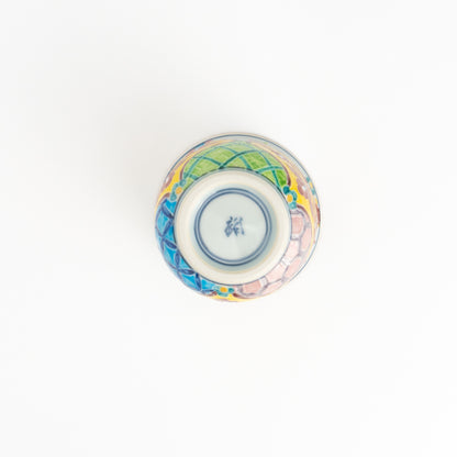 湯呑　交趾有職紋 草花レッド　秀峰堂 - Handcrafted Japanese pottery from Kyoto - Kyo ware / Kiyomizu ware.