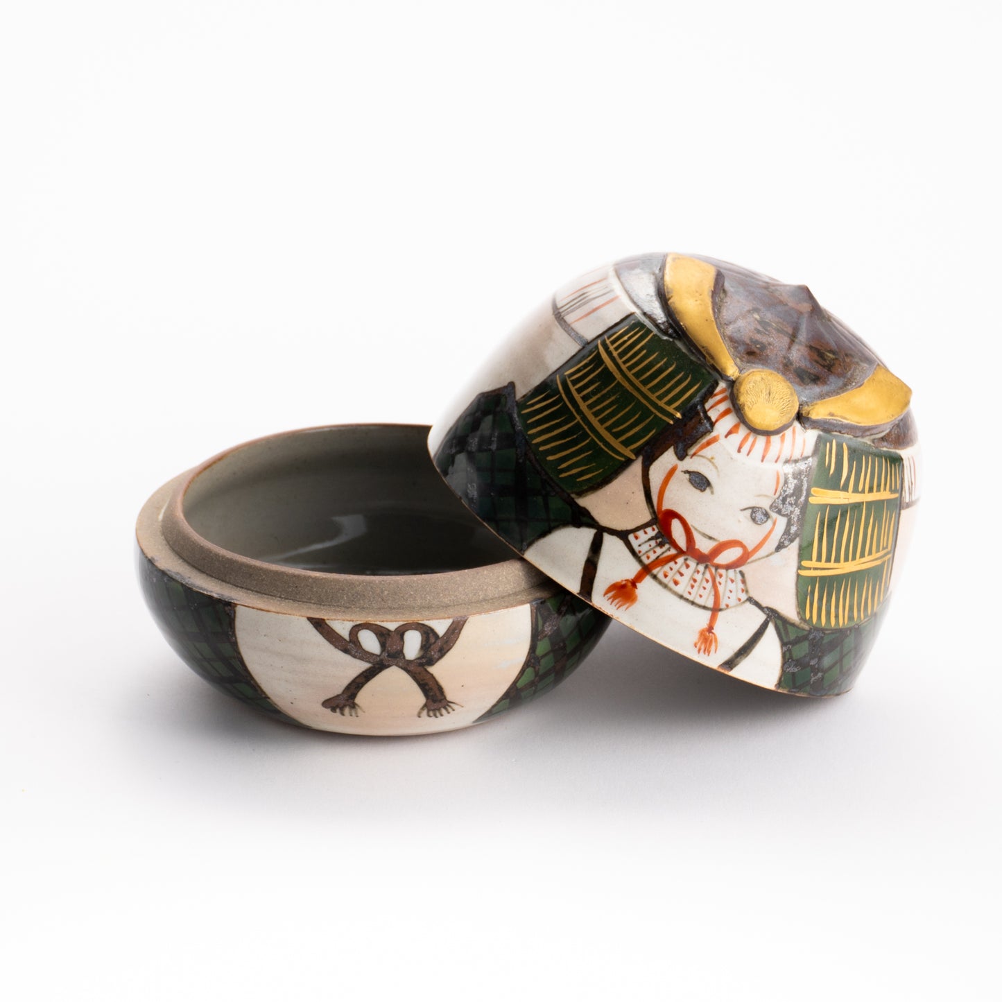 【清水焼】蓋物　若武者　俊山窯 KOTOPOTTER