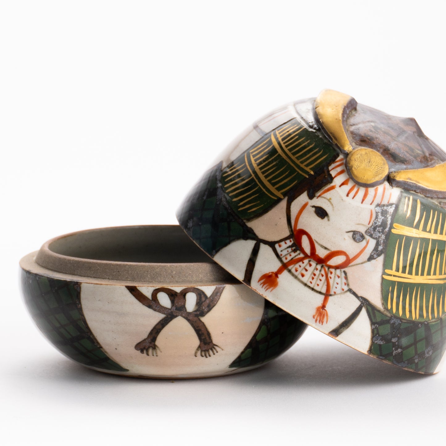 【清水焼】蓋物　若武者　俊山窯 KOTOPOTTER