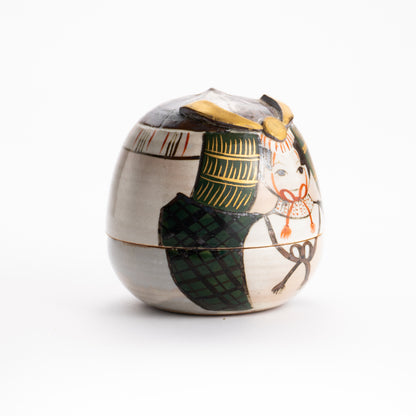 【清水焼】蓋物　若武者　俊山窯 KOTOPOTTER