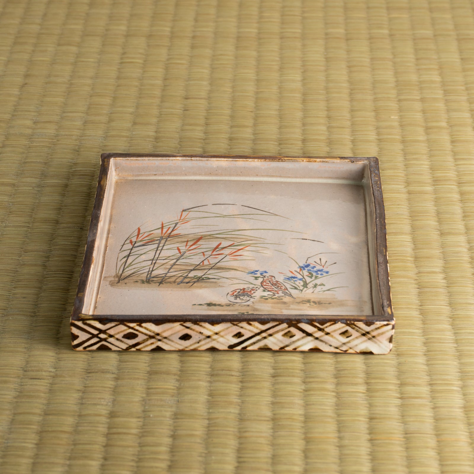 【清水焼】角皿　乾山写「柳に鶯」　俊山窯 (コピー) KOTOPOTTER