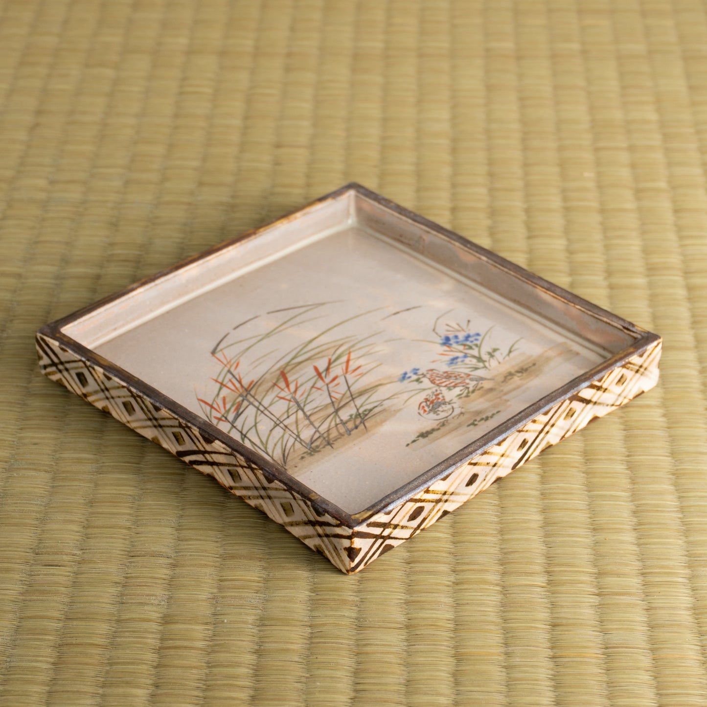 【清水焼】角皿　乾山写「柳に鶯」　俊山窯 (コピー) KOTOPOTTER