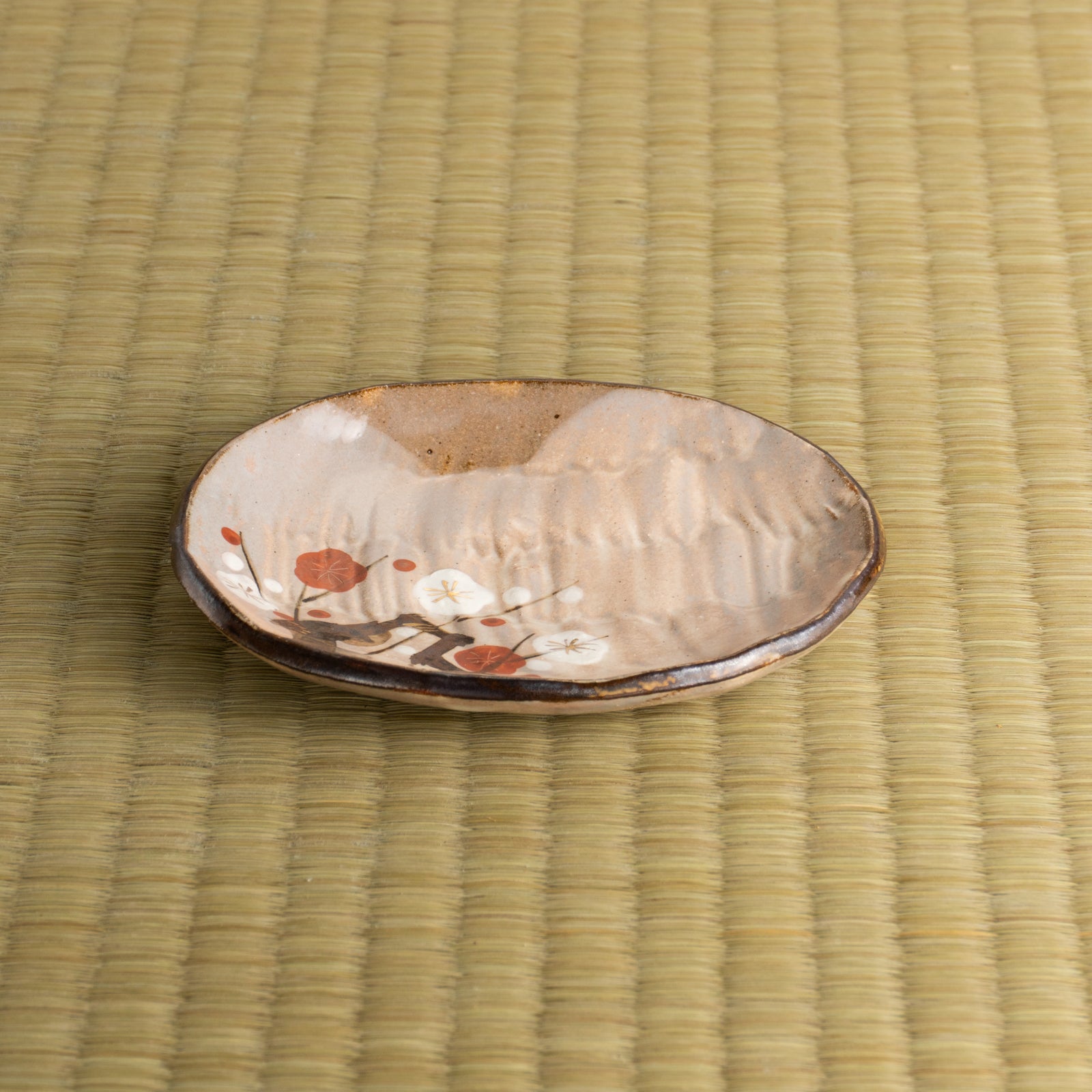 【清水焼】楕円小皿　梅　俊山窯 KOTOPOTTER