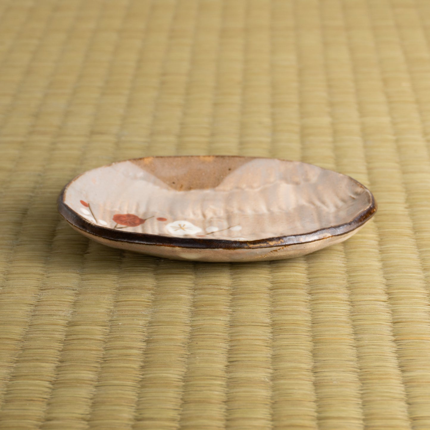 【清水焼】楕円小皿　梅　俊山窯 KOTOPOTTER
