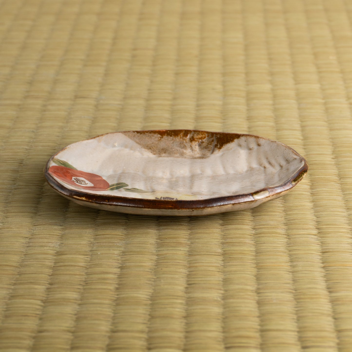 【清水焼】楕円小皿　椿　俊山窯 KOTOPOTTER