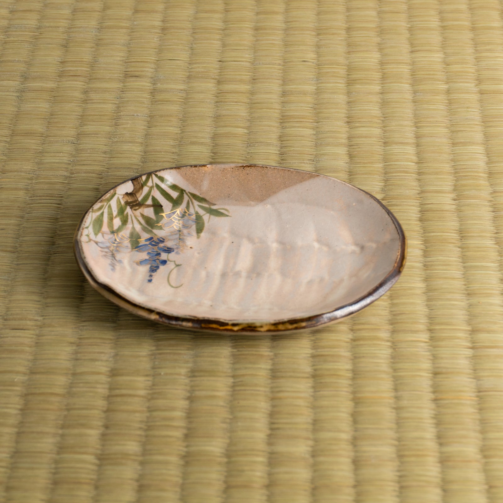 京都清水烧椭圆小盘紫藤｜俊山窑｜KOTOPOTTER
