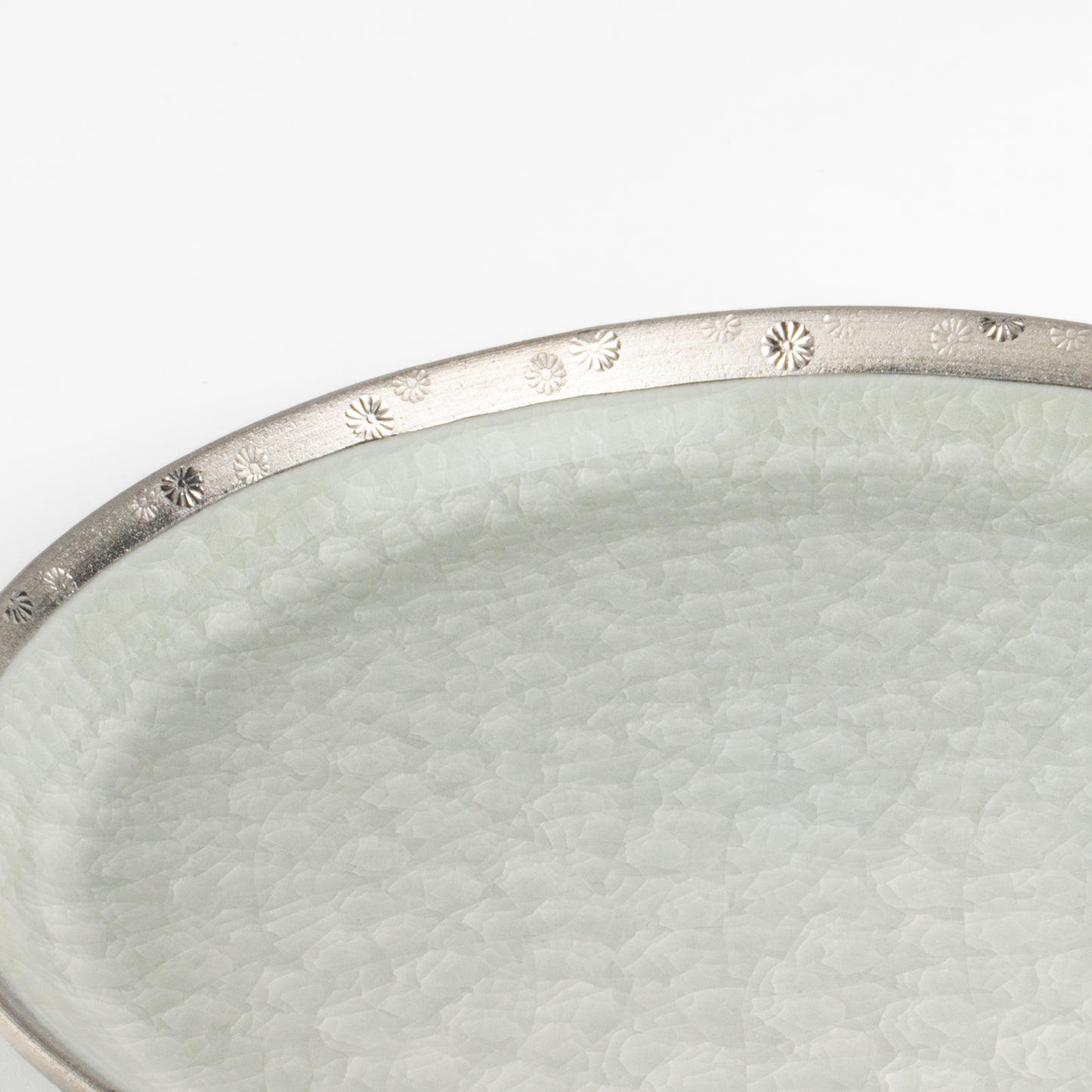 【清水焼】プレートL　亀甲貫入グレー　陶仙窯 KOTOPOTTER