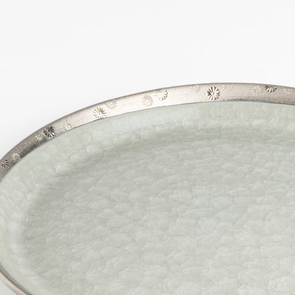 【清水焼】プレートL　亀甲貫入グレー　陶仙窯 KOTOPOTTER