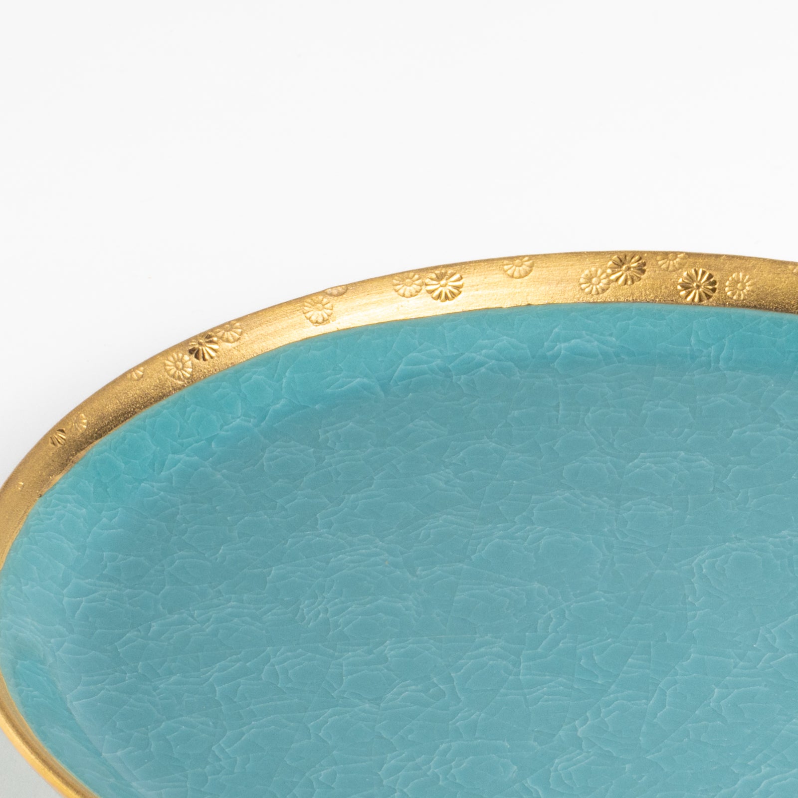 【清水焼】プレートL　亀甲貫入ブルー　陶仙窯 KOTOPOTTER