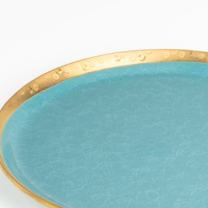 【清水焼】プレートM　亀甲貫入ブルー　陶仙窯 KOTOPOTTER