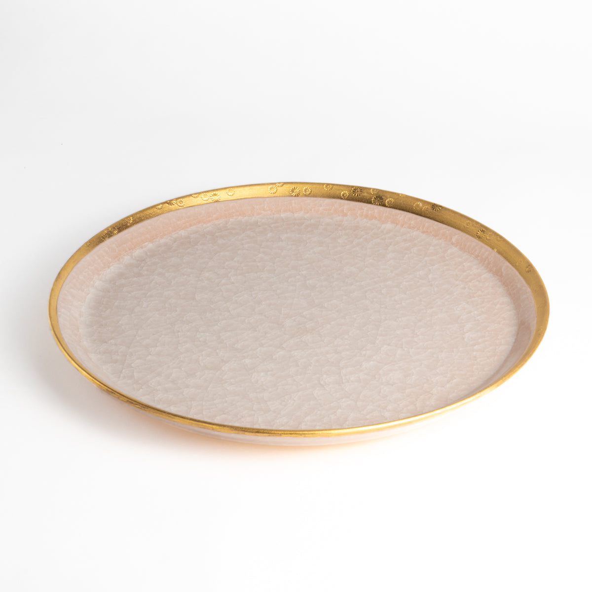 プレートS　亀甲貫入ピンク　陶仙窯 - Handcrafted Japanese pottery from Kyoto - Kyo ware / Kiyomizu ware.