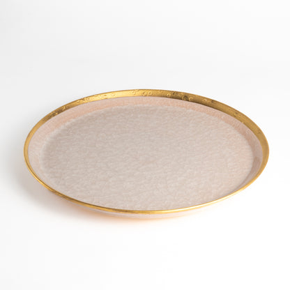 プレートS　亀甲貫入ピンク　陶仙窯 - Handcrafted Japanese pottery from Kyoto - Kyo ware / Kiyomizu ware.