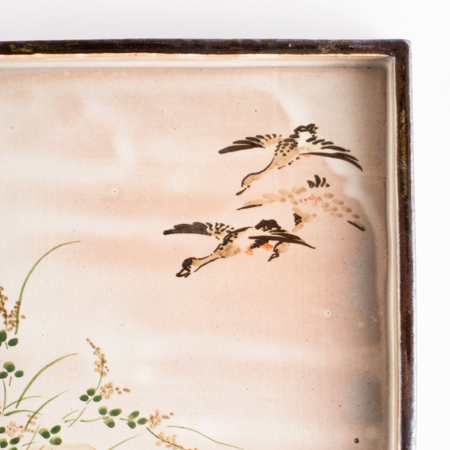 【清水焼】角皿　乾山写"初雁に鹿鳴草"　俊山窯 KOTOPOTTER