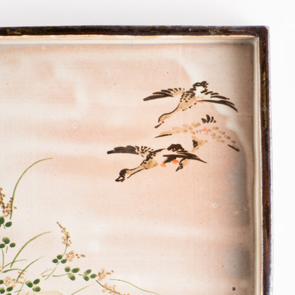 【清水焼】角皿　乾山写"初雁に鹿鳴草"　俊山窯 KOTOPOTTER