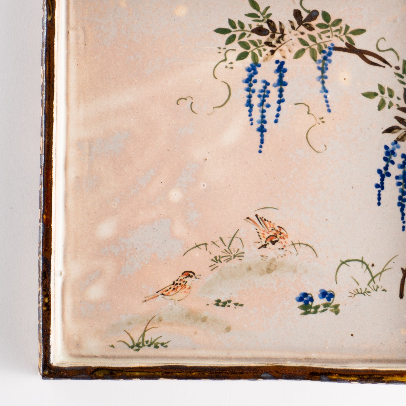 【清水焼】角皿　乾山写「藤に雲雀」　俊山窯 KOTOPOTTER