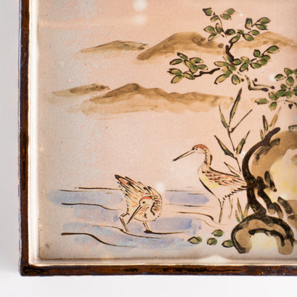 【清水焼】角皿　乾山写「水鶏に盧橋」　俊山窯 (コピー) KOTOPOTTER