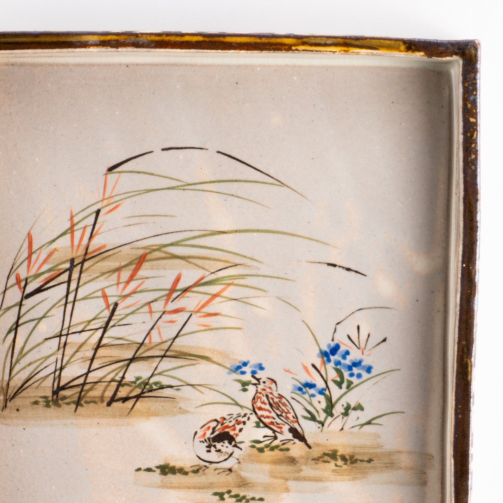 【清水焼】角皿　乾山写「柳に鶯」　俊山窯 (コピー) KOTOPOTTER