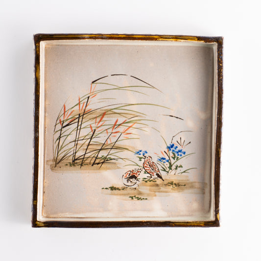 【清水焼】角皿　乾山写「柳に鶯」　俊山窯 (コピー) KOTOPOTTER