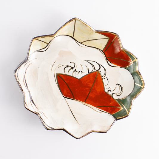 【清水焼】6寸皿　乾山写 竜田川C　俊山窯 KOTOPOTTER