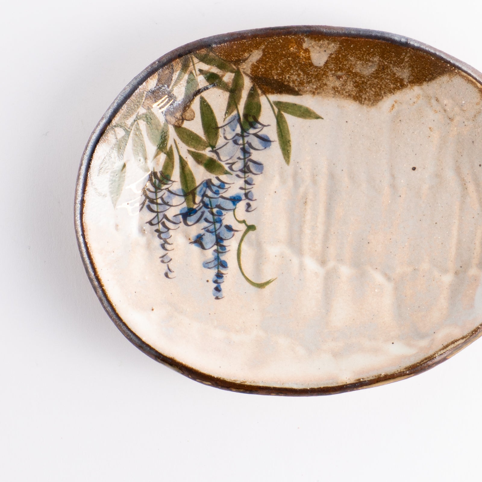 京都清水烧椭圆小盘紫藤｜俊山窑｜KOTOPOTTER