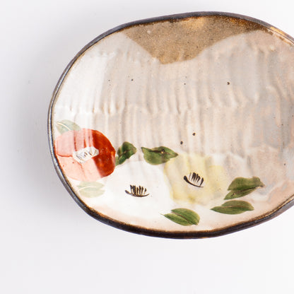 【清水焼】楕円小皿　椿　俊山窯 KOTOPOTTER
