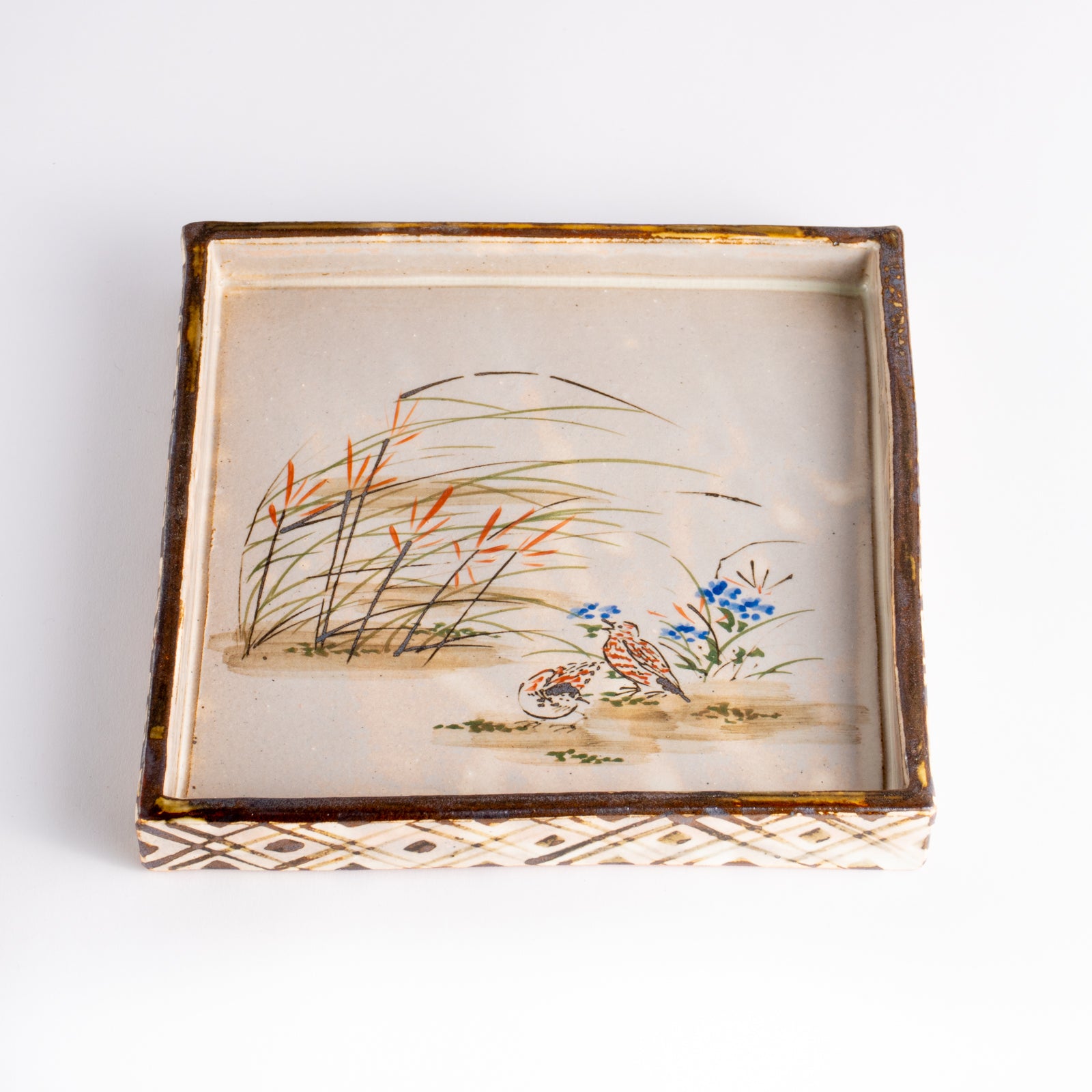 【清水焼】角皿　乾山写「柳に鶯」　俊山窯 (コピー) KOTOPOTTER