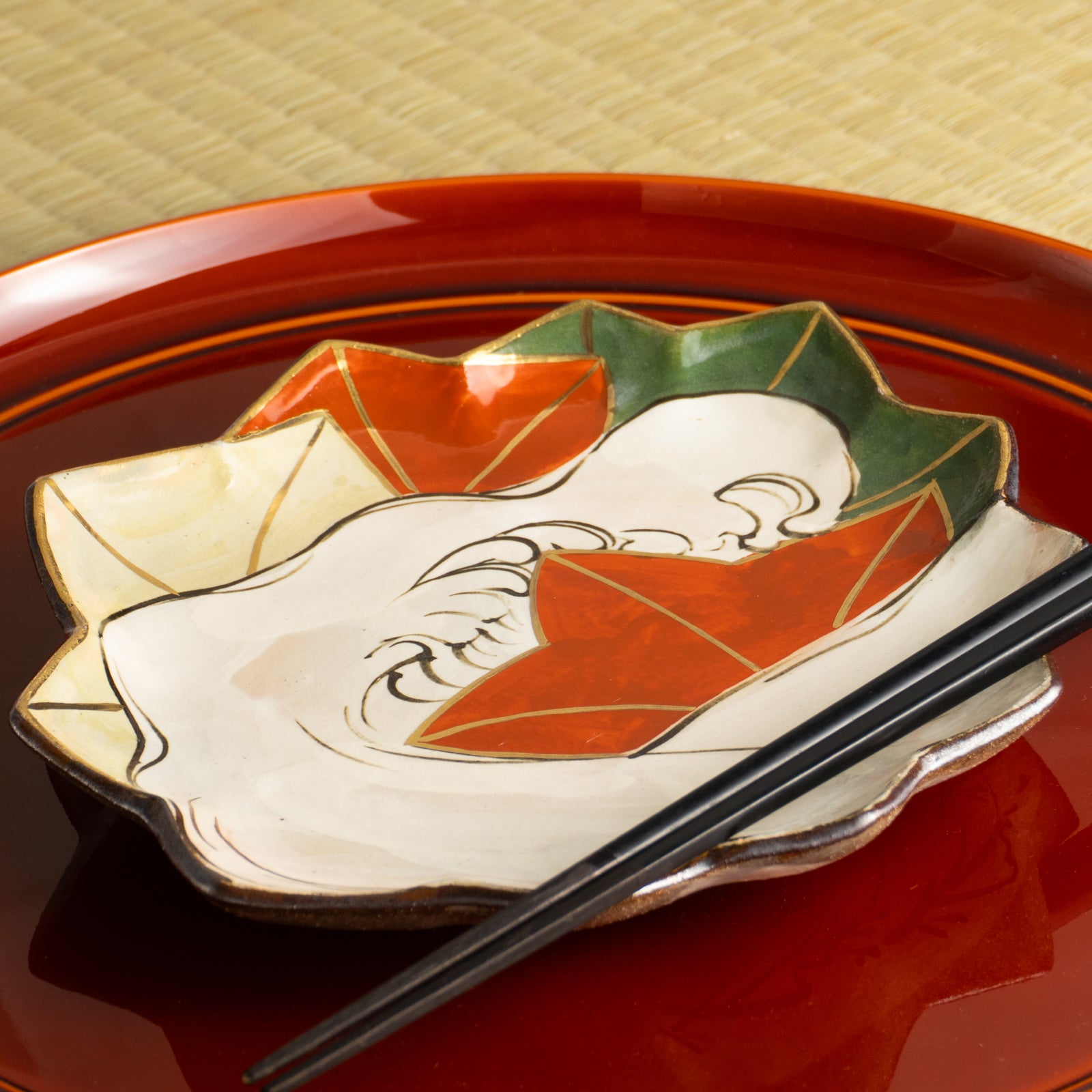 【清水焼】6寸皿　乾山写 竜田川C　俊山窯 KOTOPOTTER