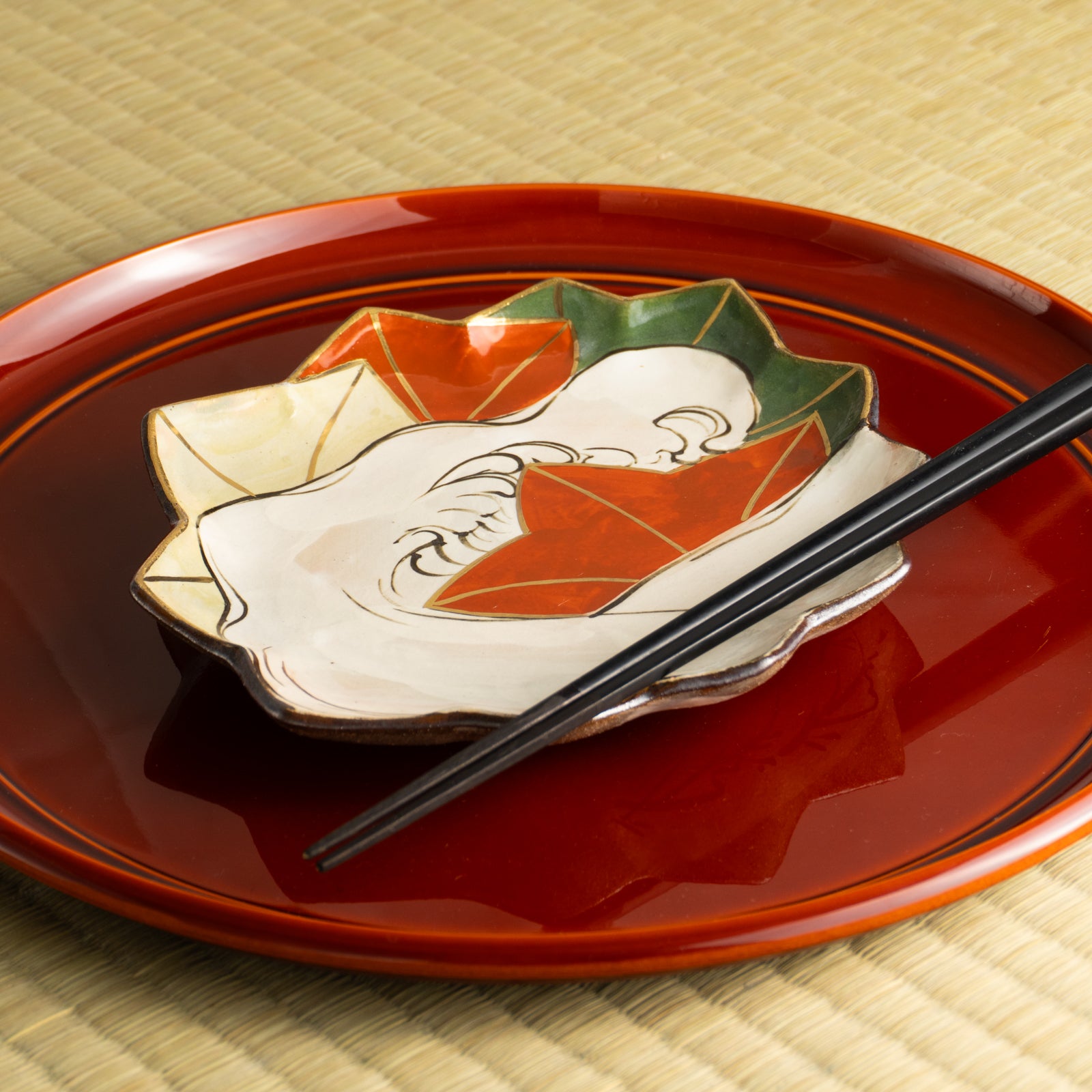 【清水焼】6寸皿　乾山写 竜田川C　俊山窯 KOTOPOTTER