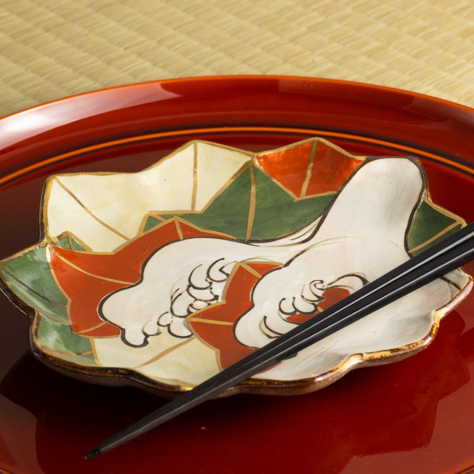 【清水焼】6寸皿　乾山写 竜田川D　俊山窯 KOTOPOTTER