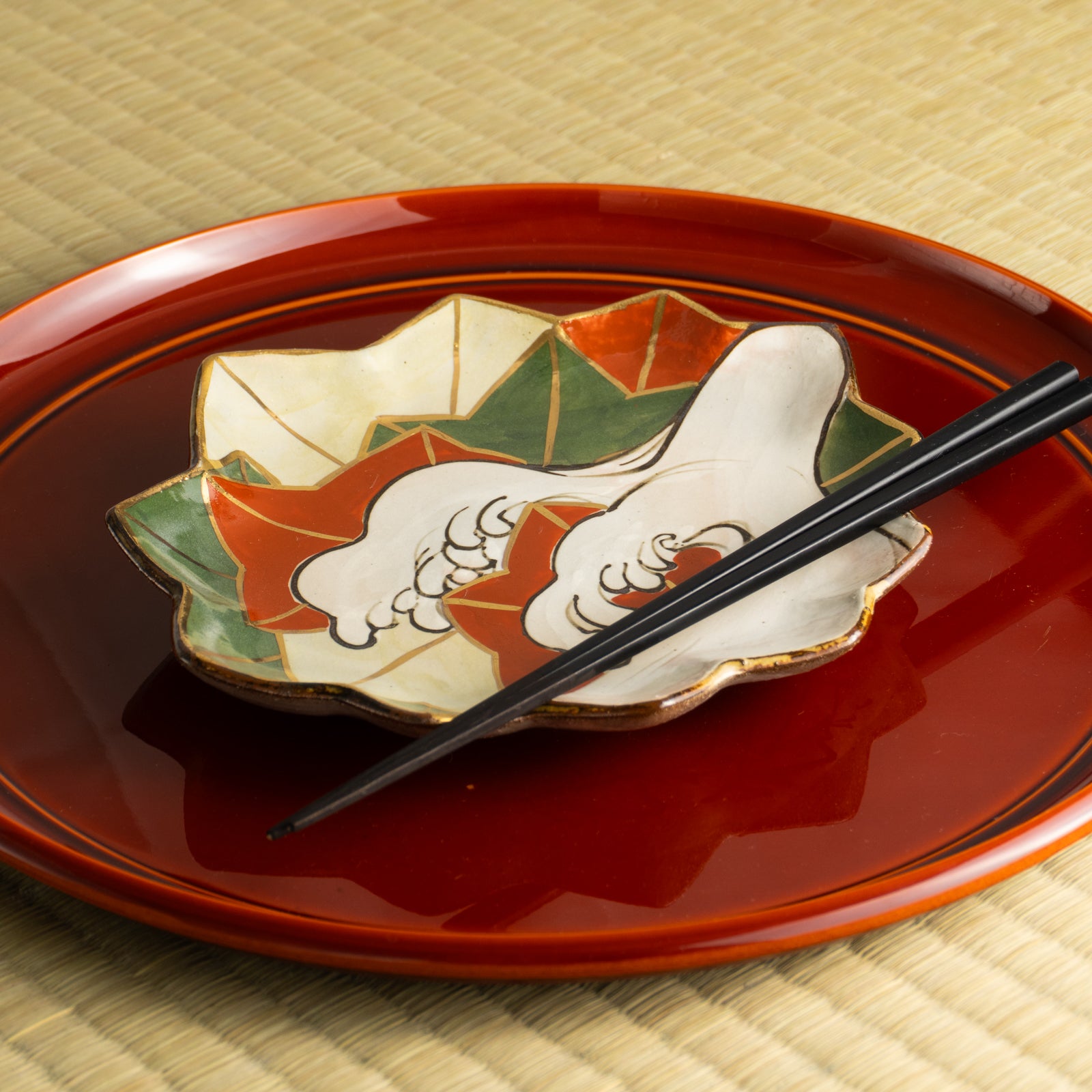 【清水焼】6寸皿　乾山写 竜田川D　俊山窯 KOTOPOTTER